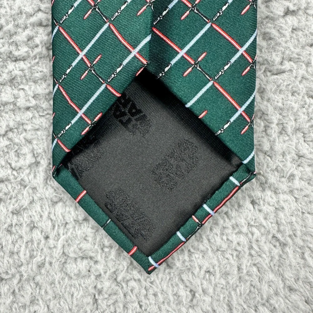 Star Wars Lightsaber‎ Necktie Mens OS Green Red Blue Geometric Grid Jedi Sith